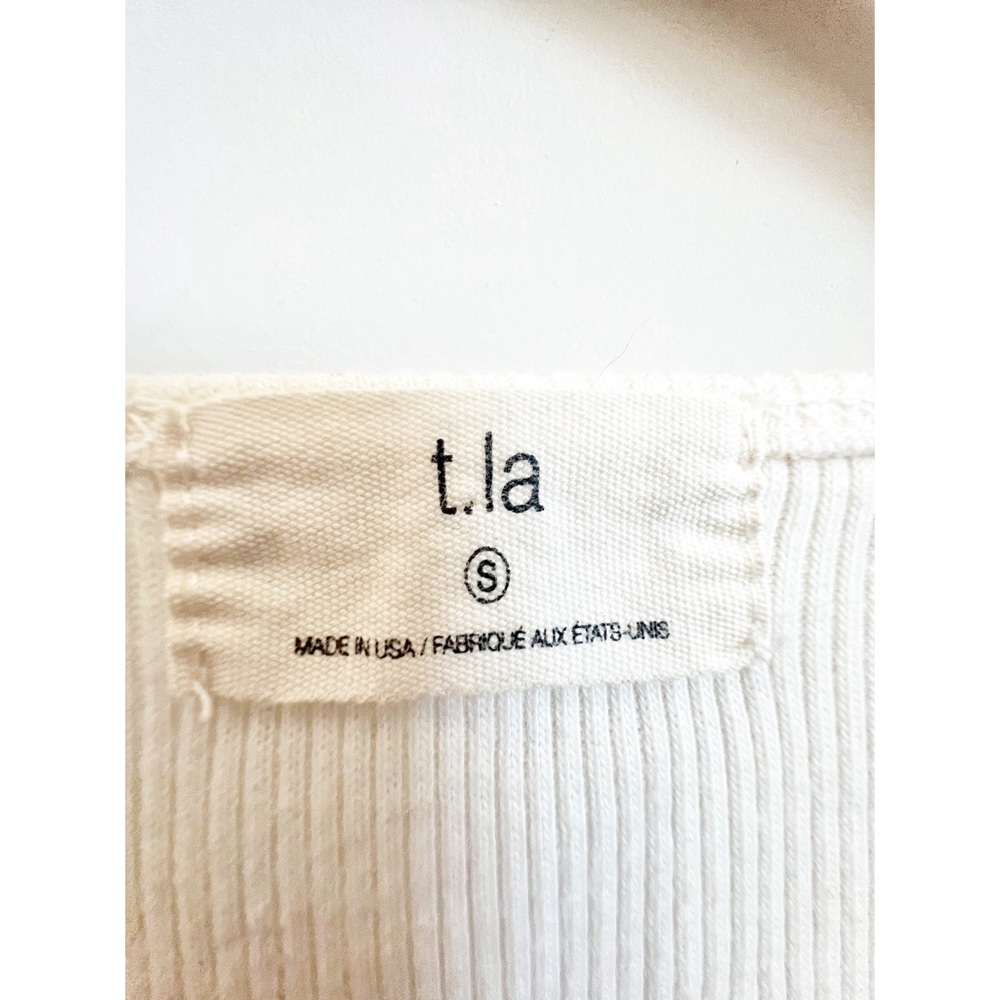 Anthropologie T.la Ivory Ribbed Henley Tank Gold Snap Buttons Size Small - Picture 3 of 6